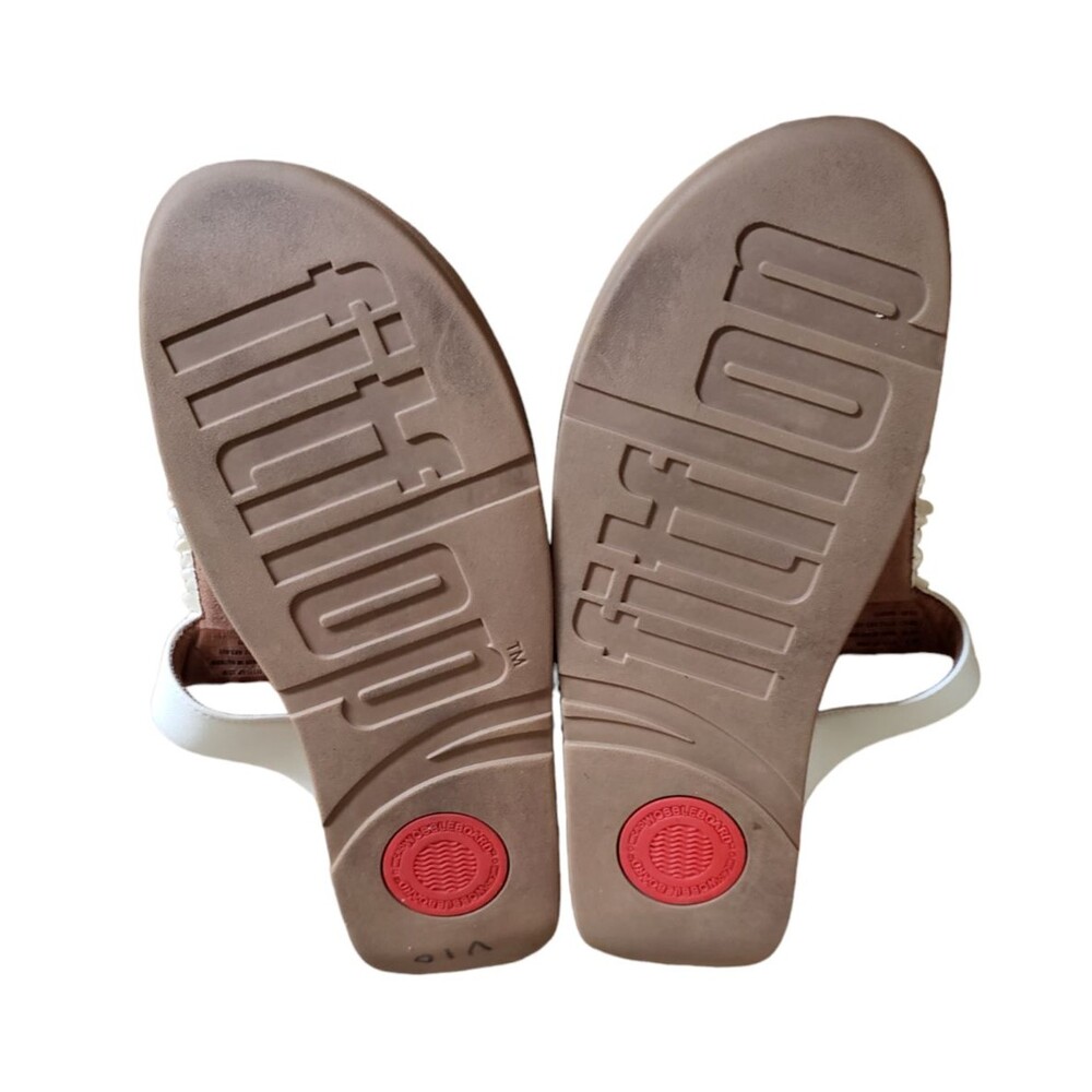 FitFlop Verna Ivory Beaded Flip Flop Toe Post Sandals Women's Size 10 - Picture 11 of 11